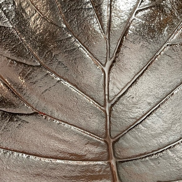 Metallic Leaf Bowl Copper Finish Fall Decor Tray 16” - Picture 2 of 7